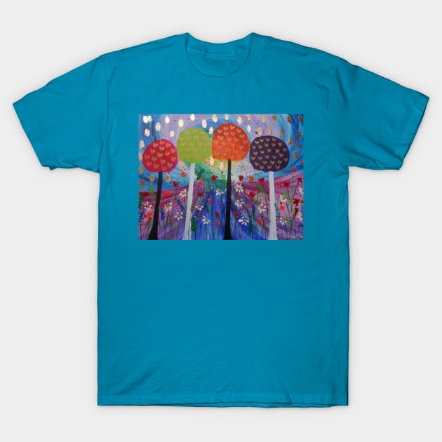 Lollipop Trees in a Rainbow Sky T-Shirt by Casimirasquirkyart